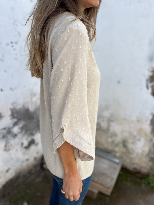 New Arrivals🔥 Round Neck Embroidered Large Cuffs Casual Shirt