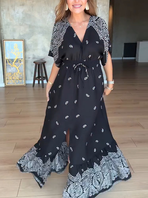 NEW🔥 Cashew Flower Elastic Waist Dress