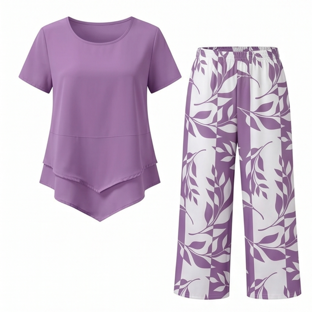  Asymmetric Tunic & Wide Leg Pants Set