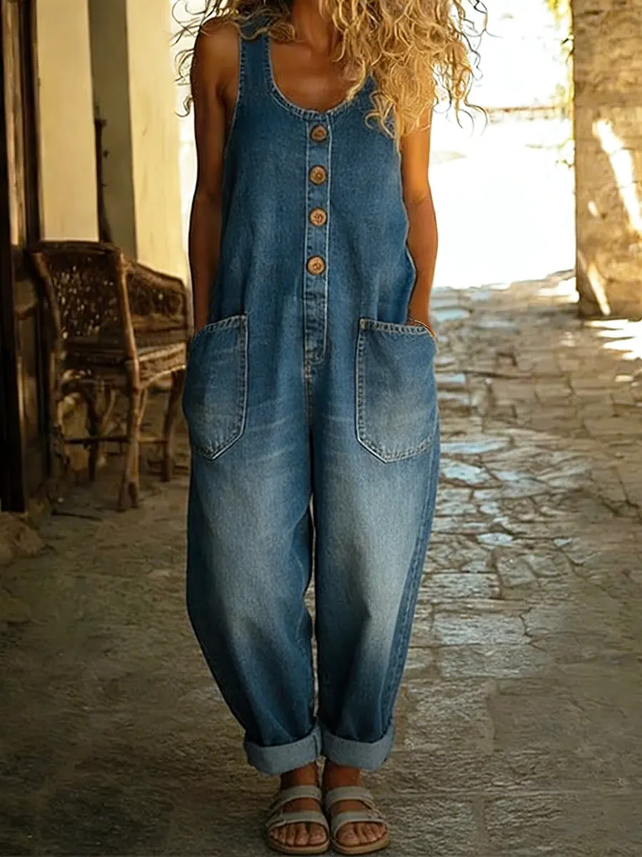 CLEARANCE SALE🔥 Women's Casual Cotton Vest and Denim Jumpsuit