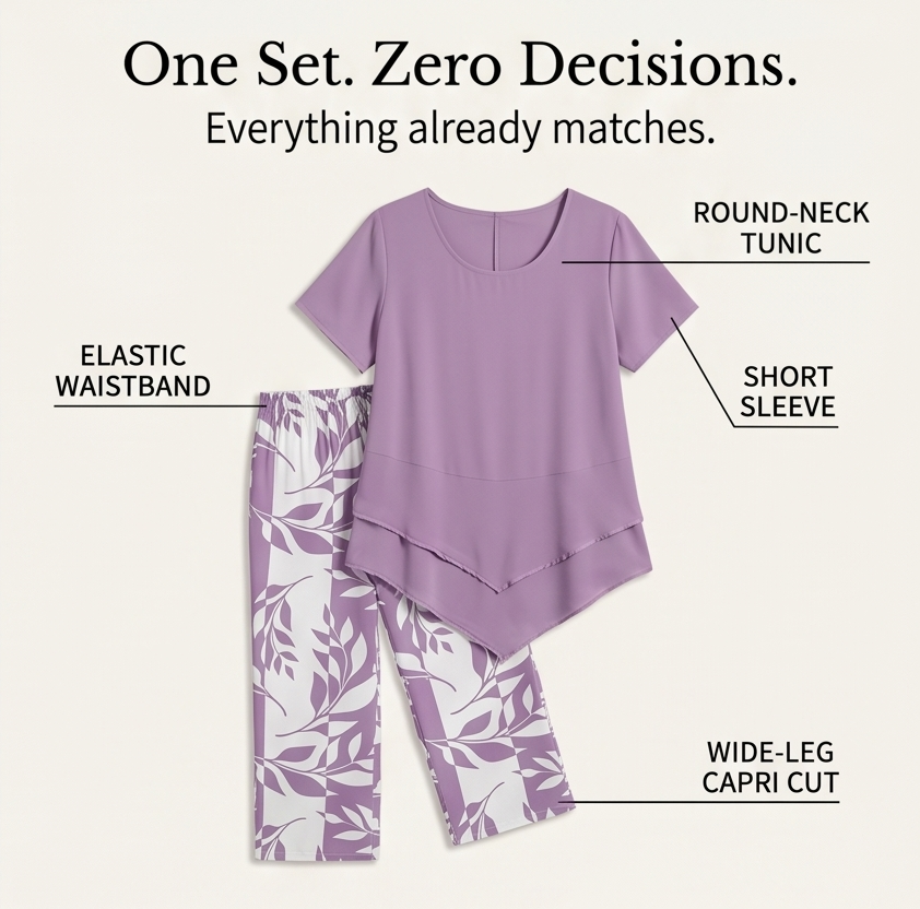  Asymmetric Tunic & Wide Leg Pants Set