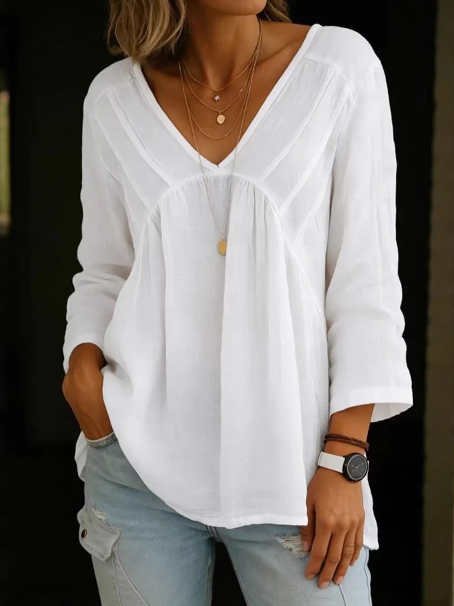 New Arrivals🔥Women's Long-sleeve V-neck Pleated Top