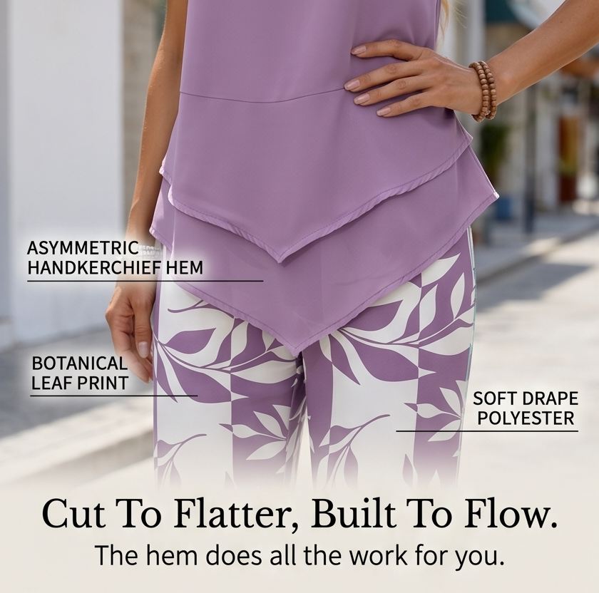  Asymmetric Tunic & Wide Leg Pants Set