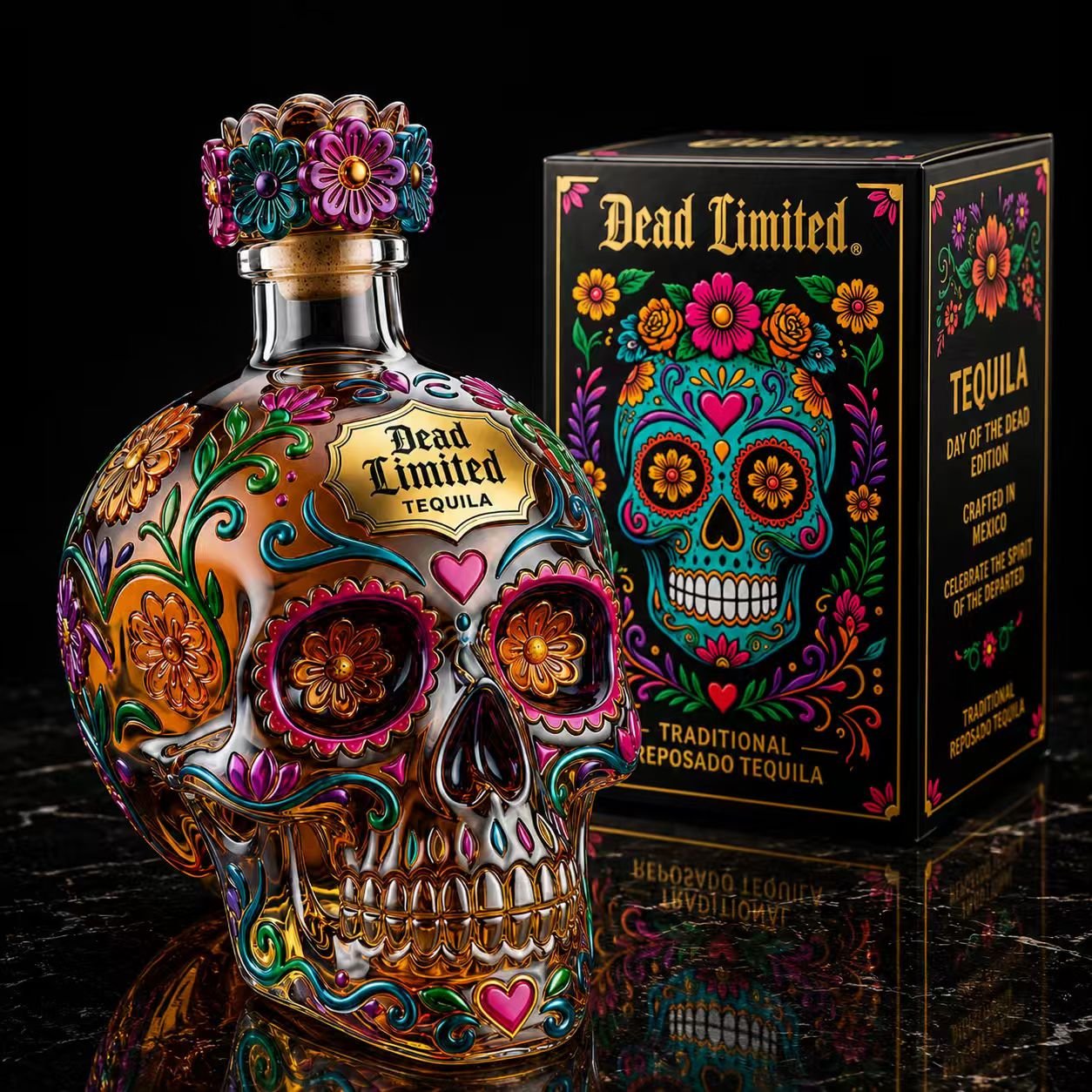 🔥🍷Limited edition Day of the Dead tequila bottle🎁