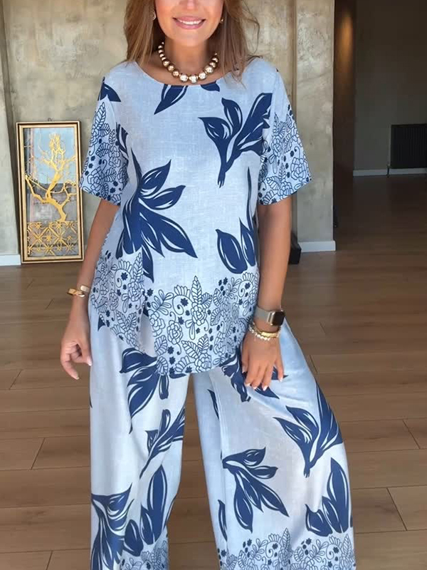 NEW🔥 Linen Floral Print Set