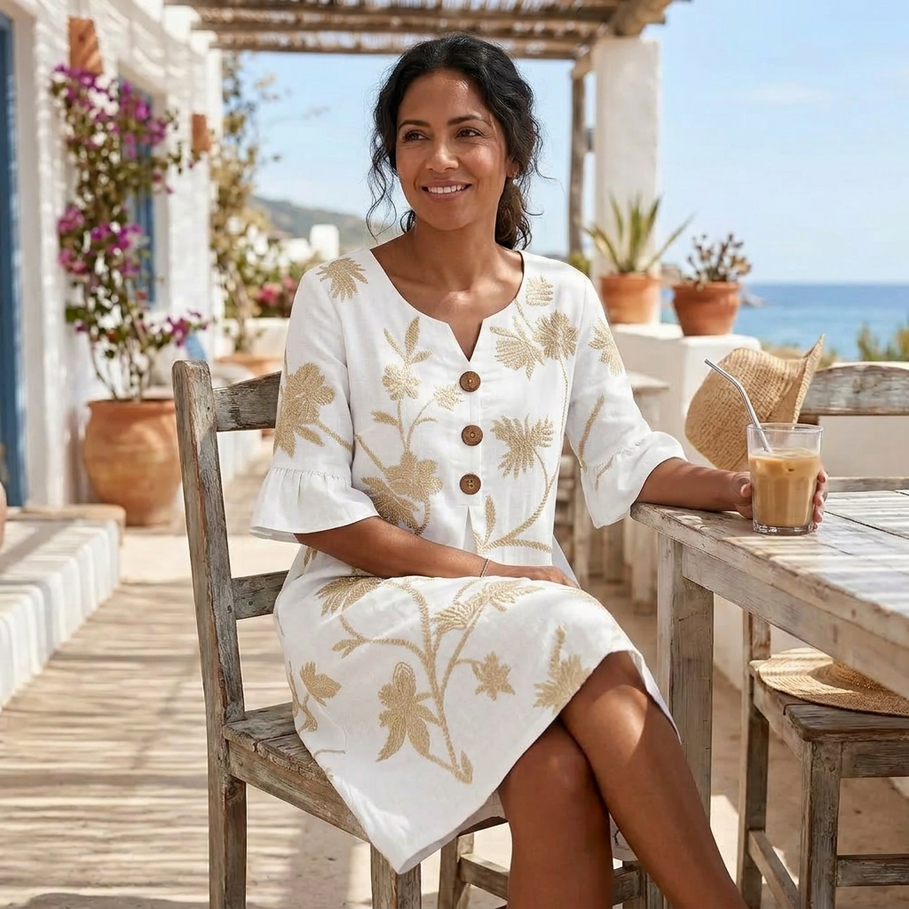  Embroidered Floral Midi Dress
