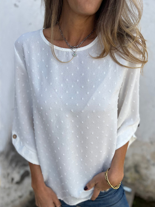 New Arrivals🔥 Round Neck Embroidered Large Cuffs Casual Shirt