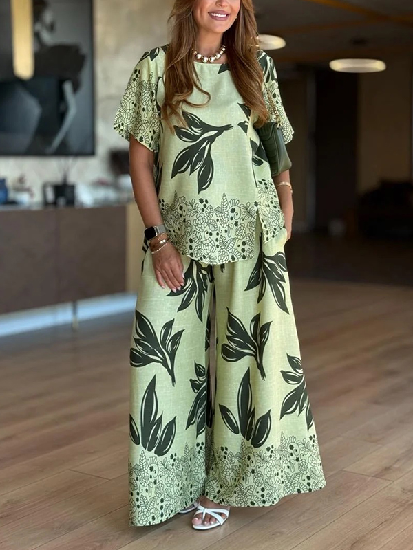 NEW🔥 Linen Floral Print Set