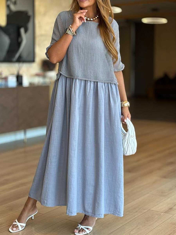 🌲🔥 Round Neck Knitted Cardigan Vest Dress Two Piece Set
