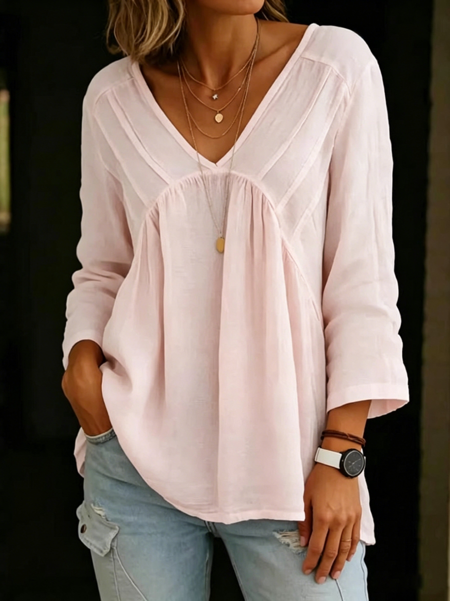 New Arrivals🔥Women's Long-sleeve V-neck Pleated Top
