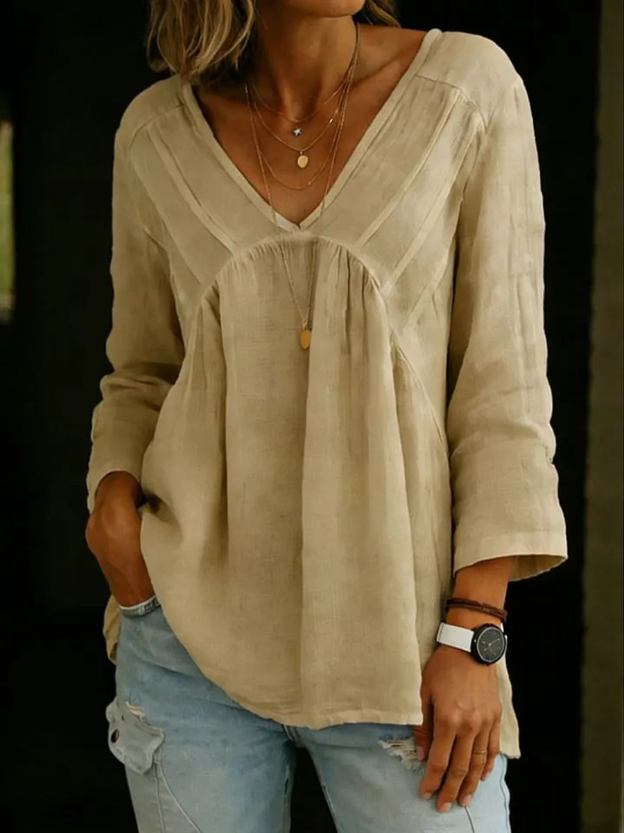 New Arrivals🔥Women's Long-sleeve V-neck Pleated Top