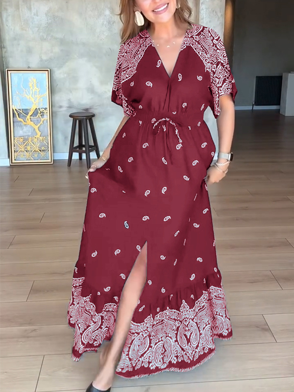 NEW🔥 Cashew Flower Elastic Waist Dress