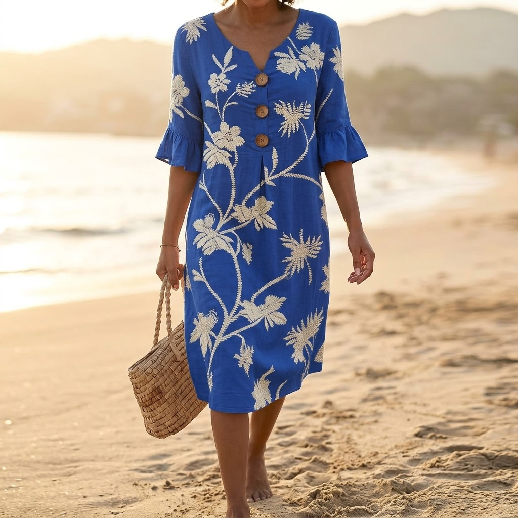  Embroidered Floral Midi Dress