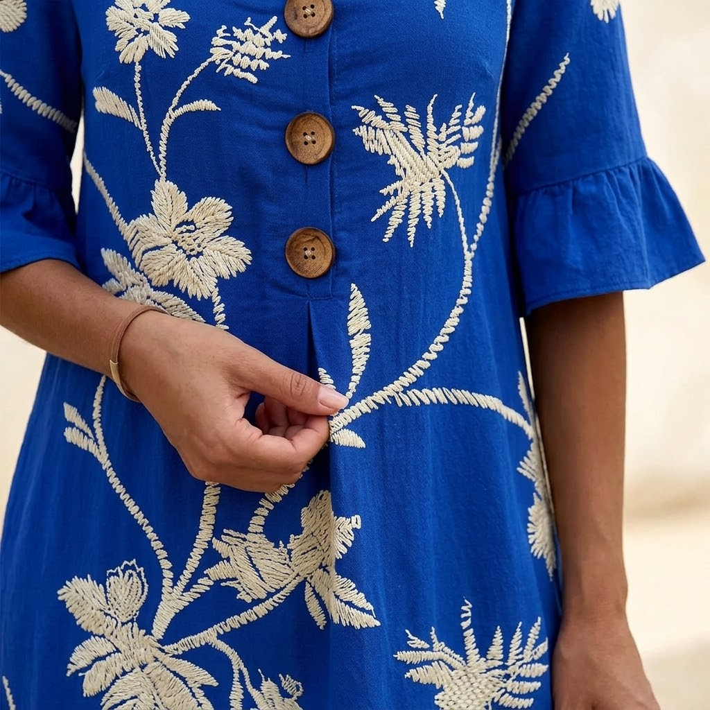  Embroidered Floral Midi Dress