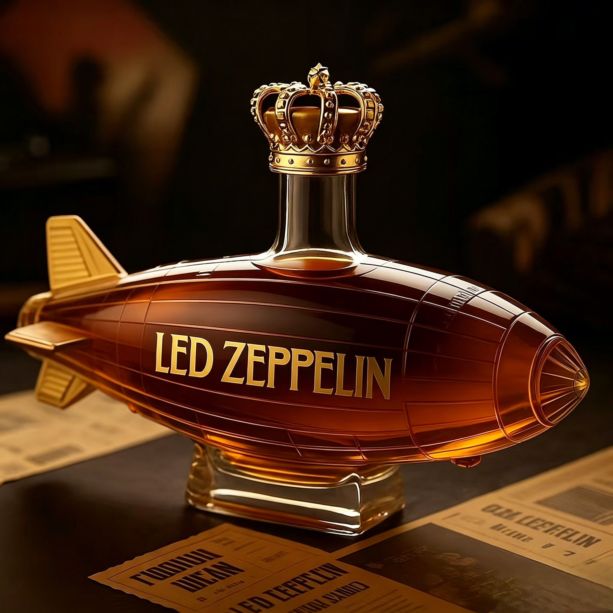 🎸 Led Zeppelin Airship-Shaped Whiskey Decanter | Rock & Roll Collectible Liquor Bottle