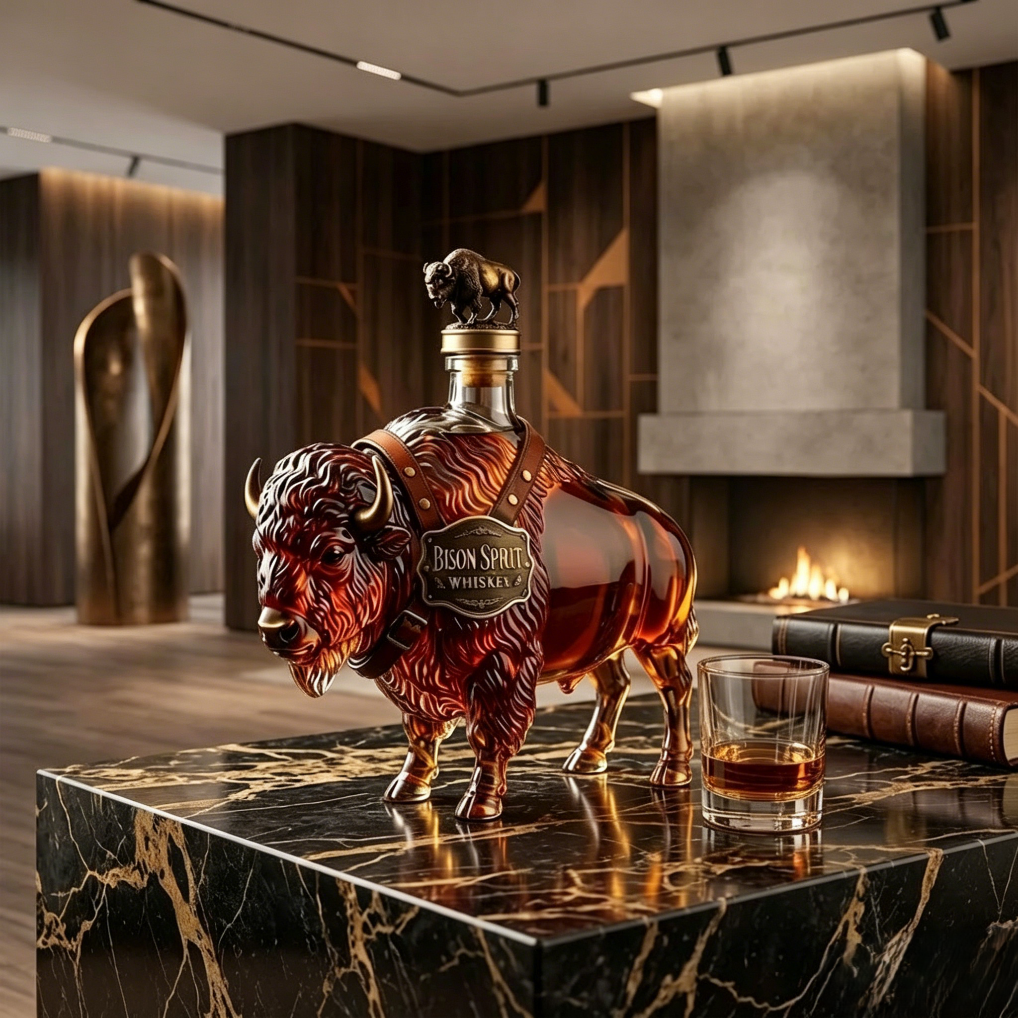 🐂 Bison Spirit Whiskey Decanter | Buffalo Trace 250th Anniversary Bison Liquor Bottle