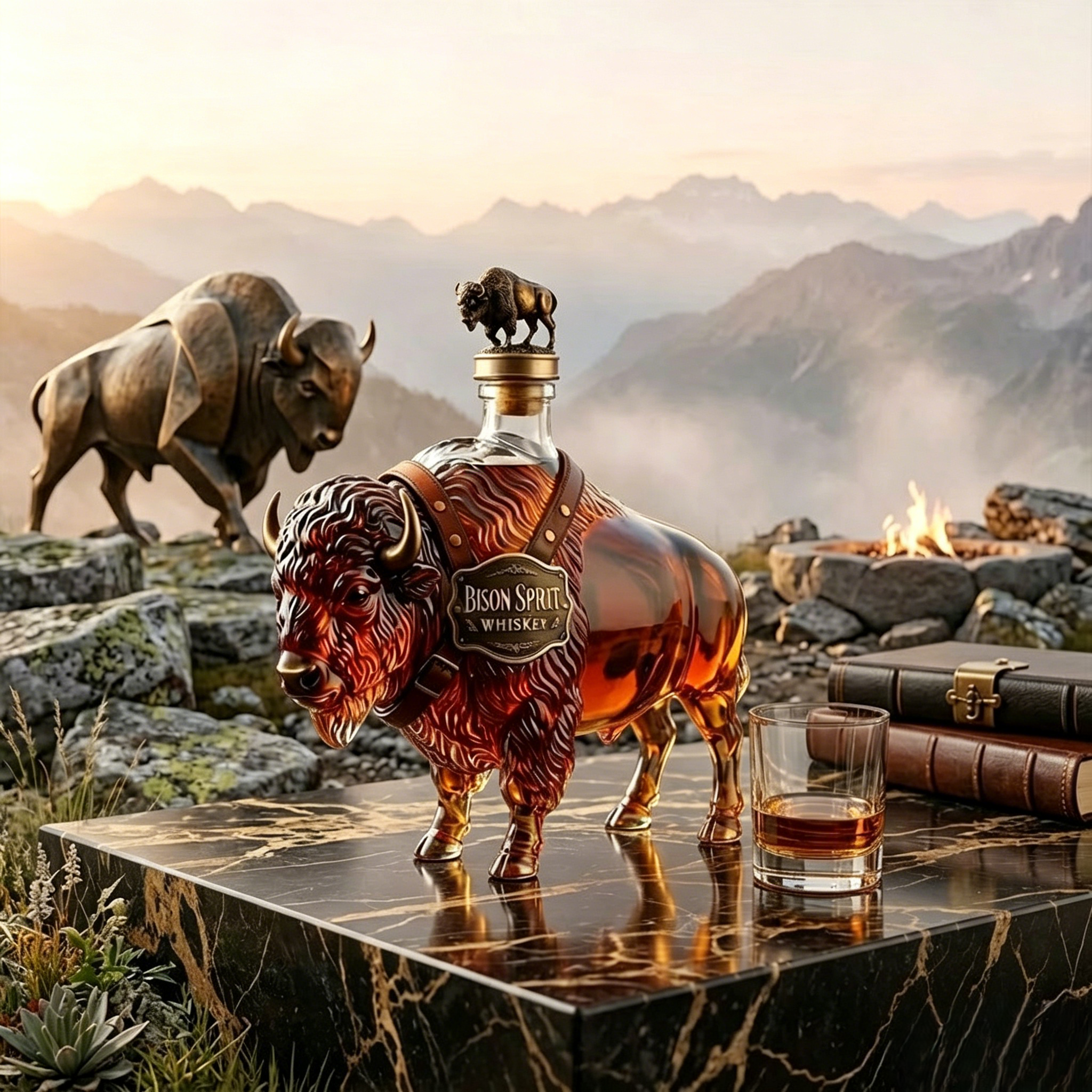 🐂 Bison Spirit Whiskey Decanter | Buffalo Trace 250th Anniversary Bison Liquor Bottle