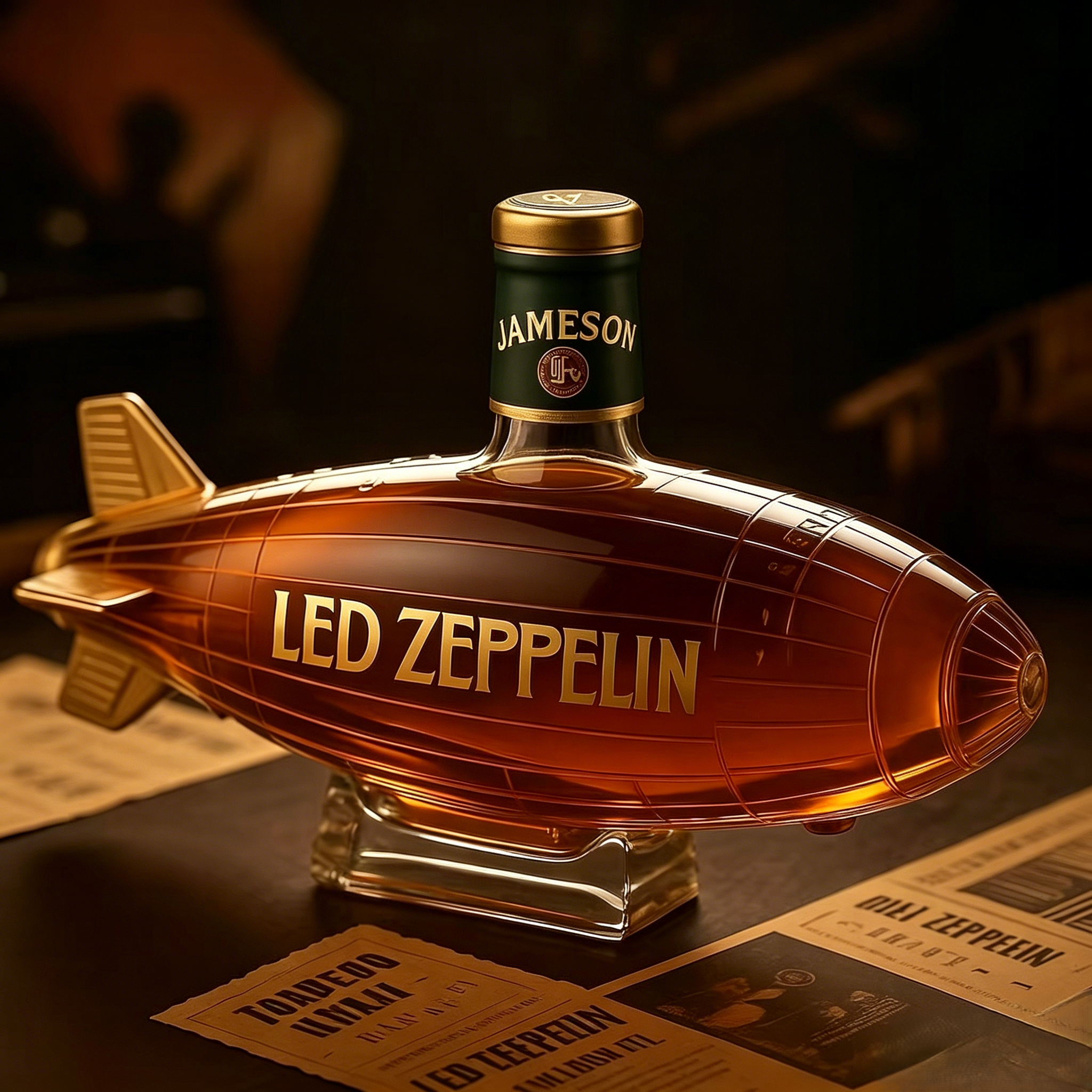 🎸 Led Zeppelin Airship-Shaped Whiskey Decanter | Rock & Roll Collectible Liquor Bottle