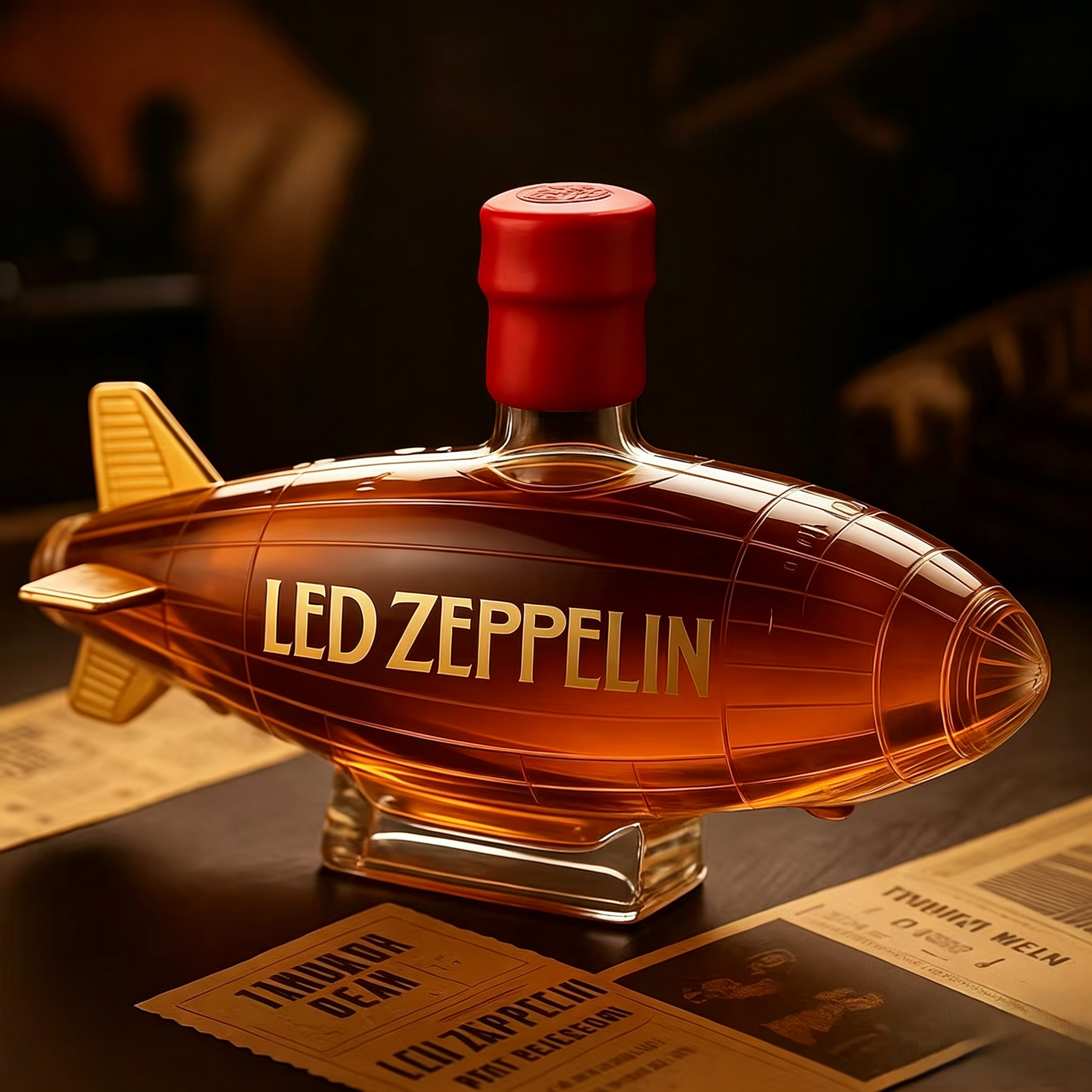 🎸 Led Zeppelin Airship-Shaped Whiskey Decanter | Rock & Roll Collectible Liquor Bottle