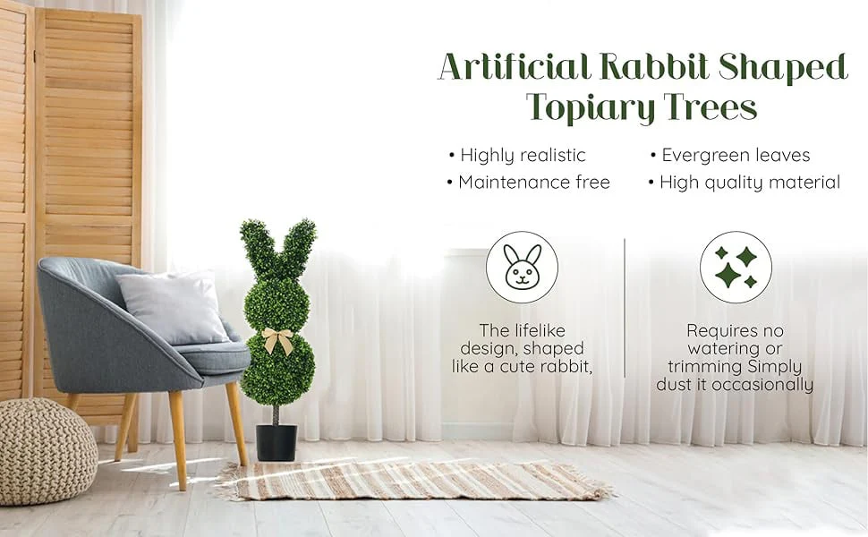 🐰Easter Pre-sale🐰Outdoor Artificial Turf Bunny-Shaped Topiary Tree