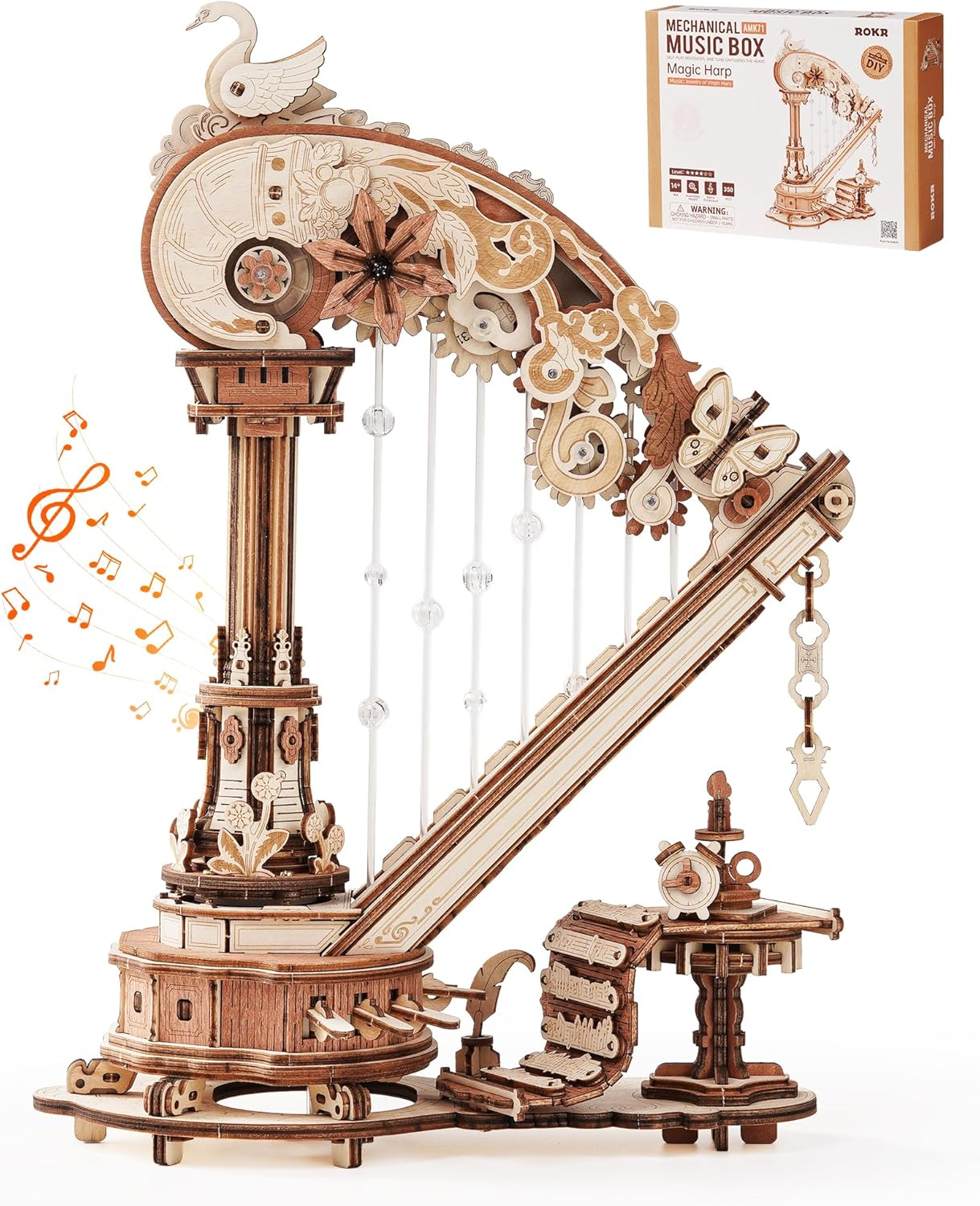 Option 3 🎵 3D Wooden Puzzle for Adults – Self-Playing Harp Music Box, Mechanical Model Kit, Timeless Gift 🎁✨