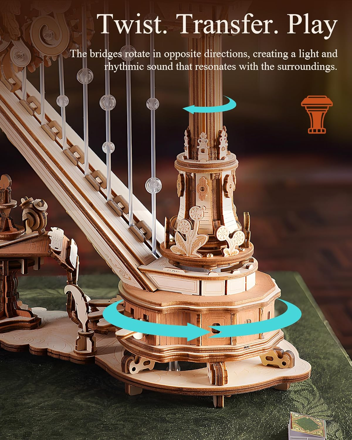 Option 3 🎵 3D Wooden Puzzle for Adults – Self-Playing Harp Music Box, Mechanical Model Kit, Timeless Gift 🎁✨