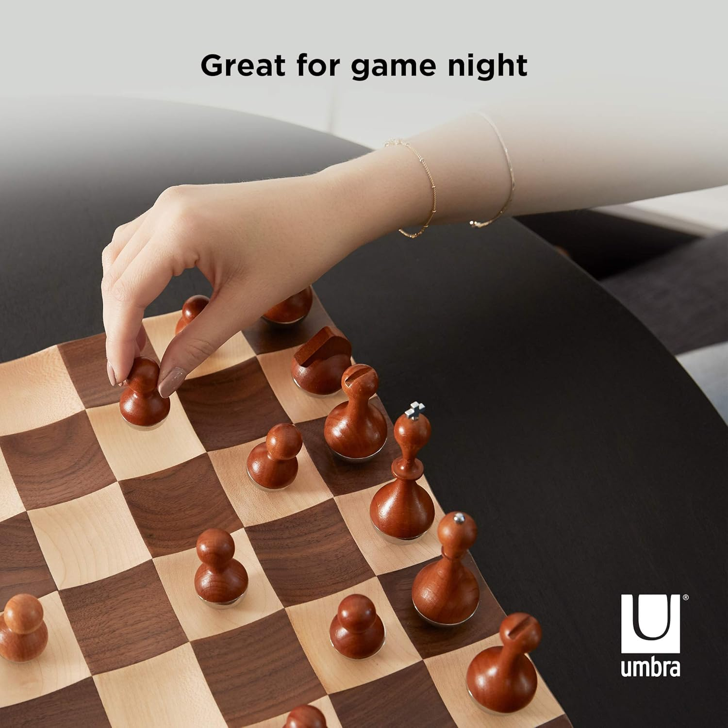♟️ Wobble Chess Set – Walnut & Maple Wood Board with Weighted Pieces, Award-Winning Design 🏆✨