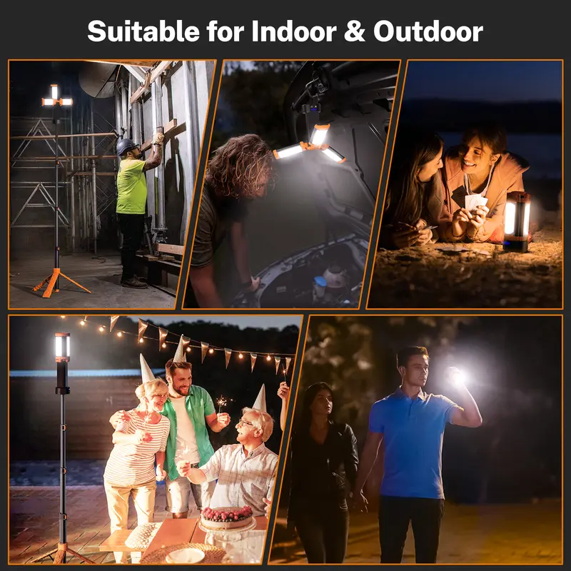🔦 2200 Lumen Camping Light – 10000mAh Power Bank & Tripod Included 🔋🏕️