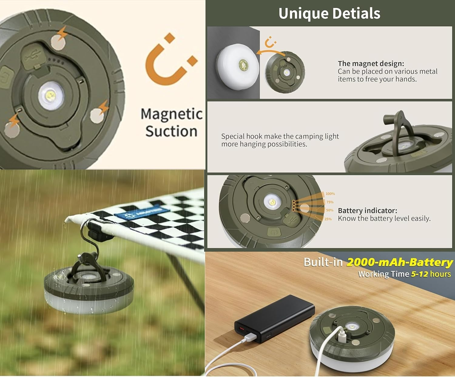 🔦 4-in-1 Camping String Lights – Rechargeable, Waterproof & Quick Storage 🏕️🎨