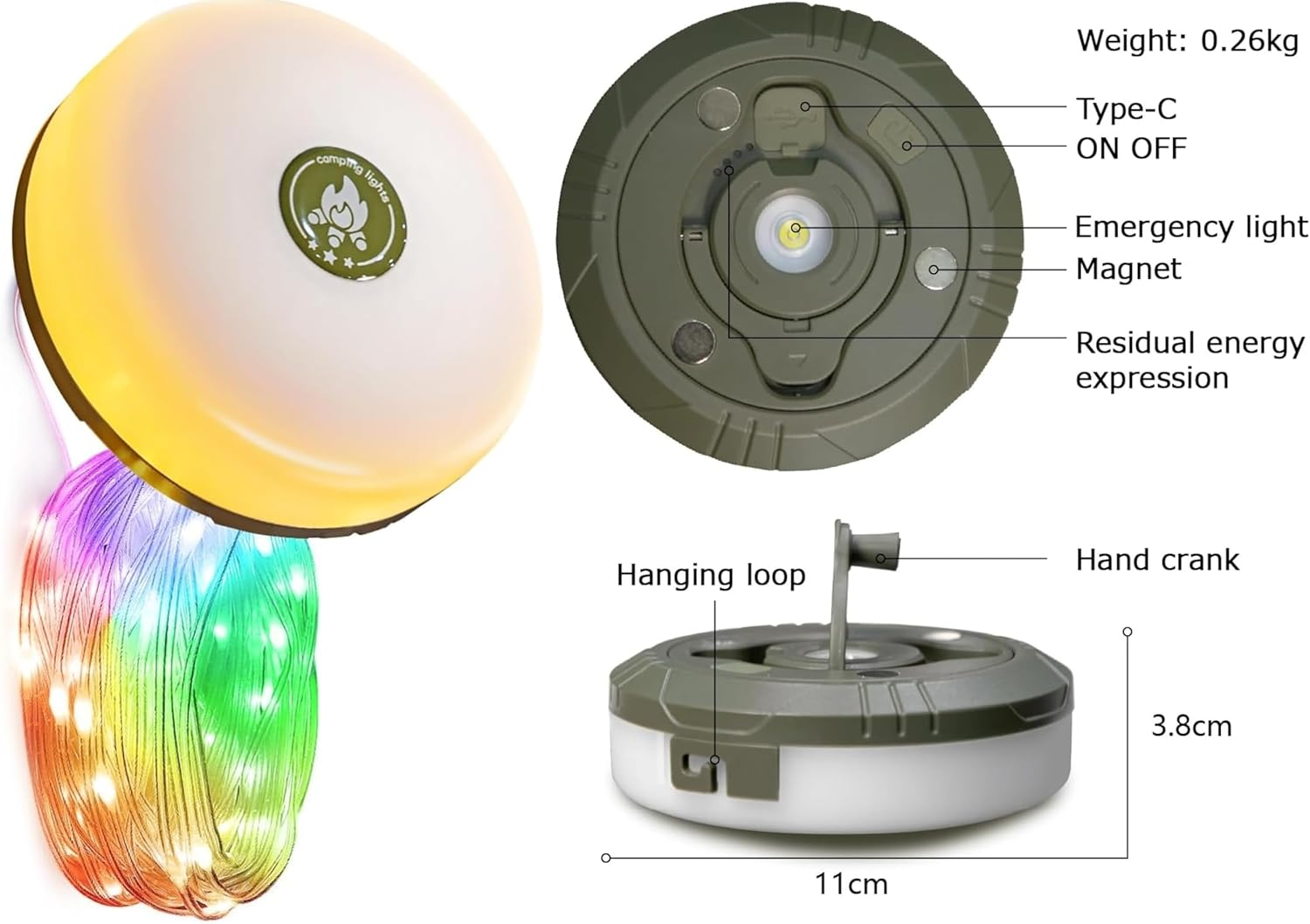 🔦 4-in-1 Camping String Lights – Rechargeable, Waterproof & Quick Storage 🏕️🎨