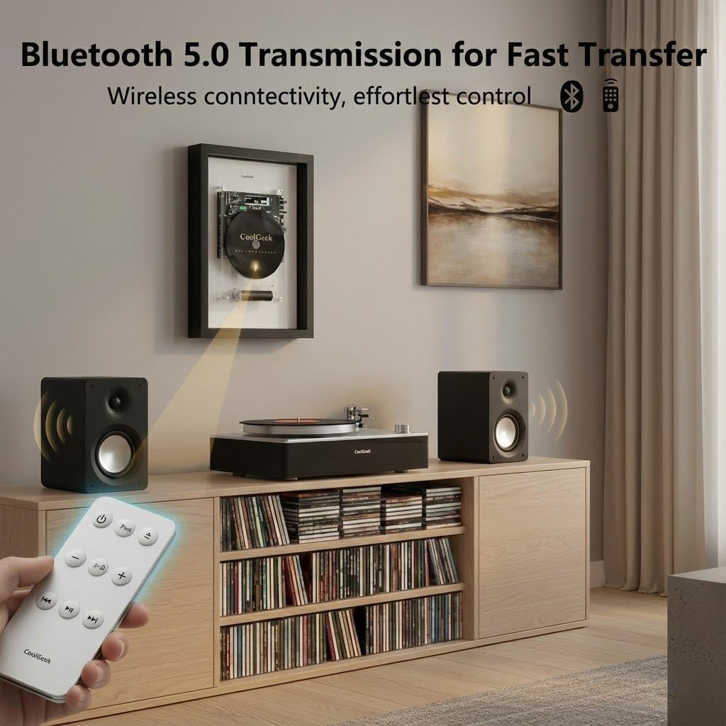 🖼️ Transparent CD Player for Wall or Desk – Wireless & 8H Rechargeable 🔗🎶