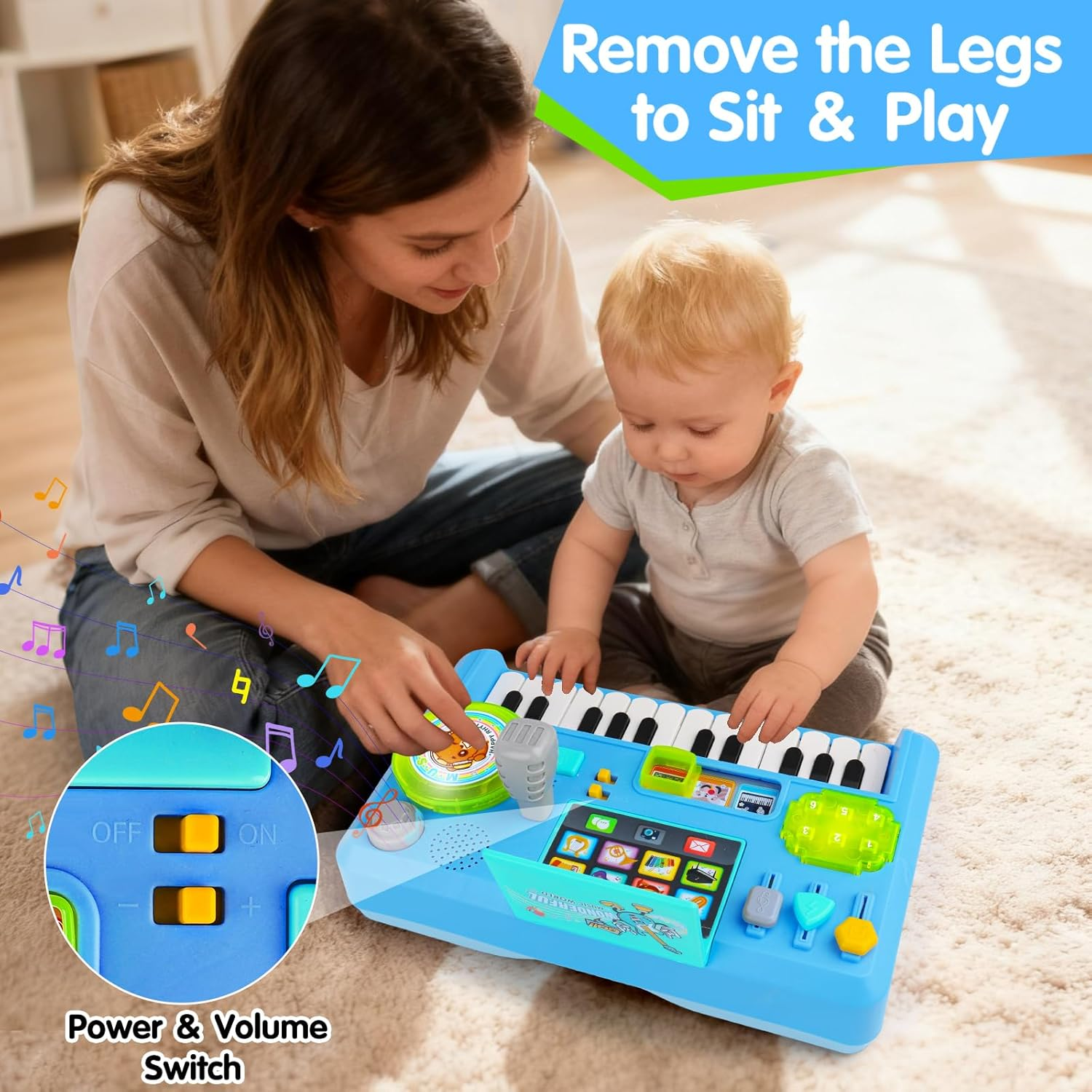 🎧 Interactive Baby DJ Table – 24 Piano Keys, Lights & Detachable Legs 🎵✨