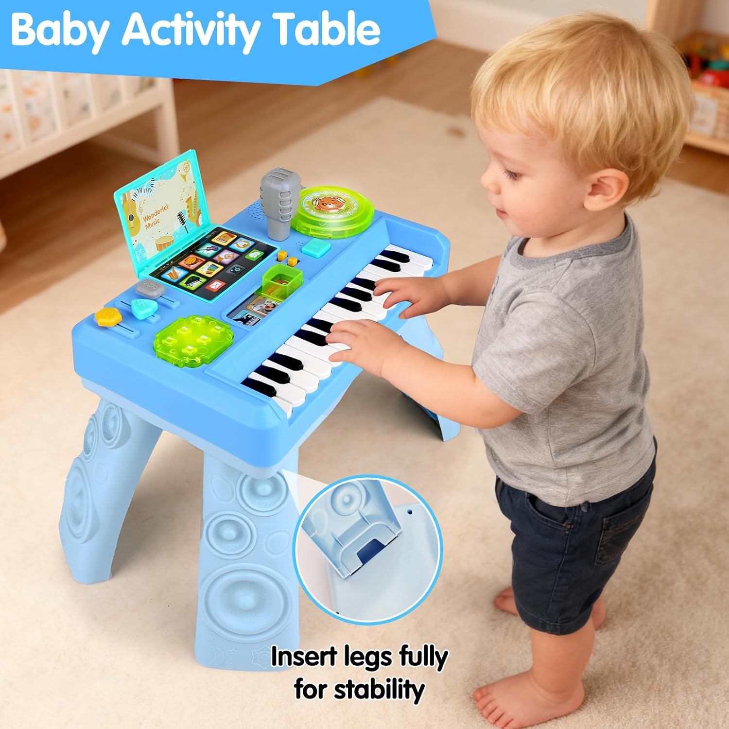 🎧 Interactive Baby DJ Table – 24 Piano Keys, Lights & Detachable Legs 🎵✨