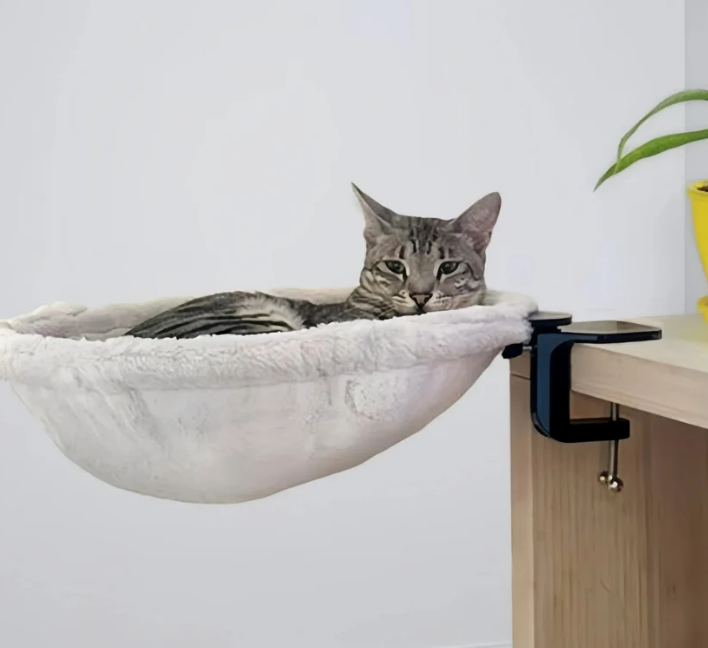 🐾 Cat Desk Hammock – Clips to Any Desk, Holds Large Cats Up to 44lbs 🪑😴
