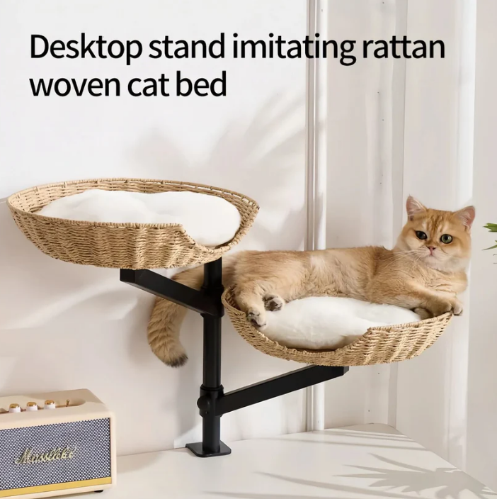 🐾 Cat Desk Hammock – Clips to Any Desk, Holds Large Cats Up to 44lbs 🪑😴