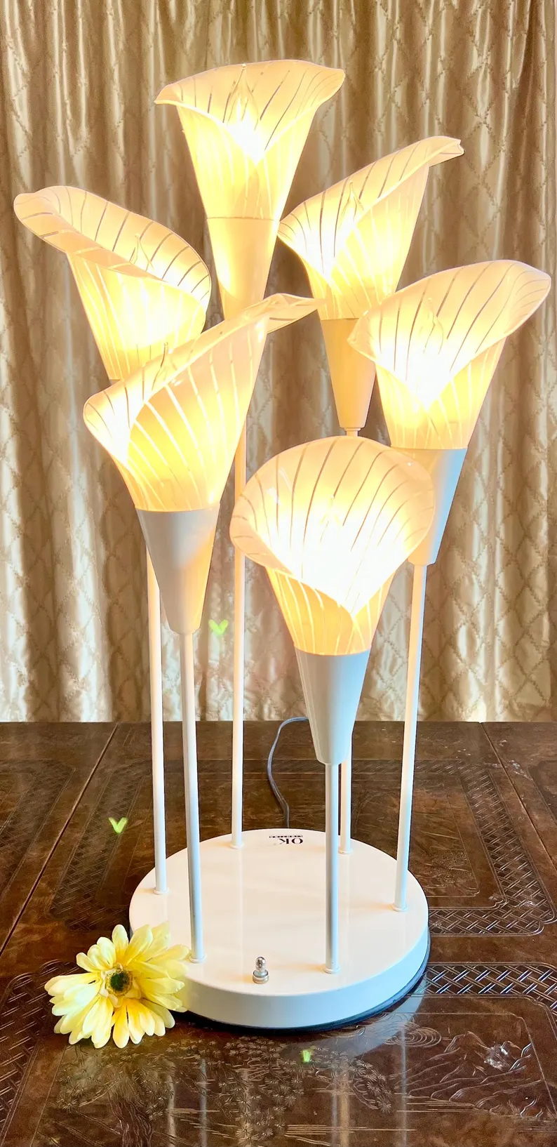 Vintage Calla Lily Table Lamp 🌸🕯️ Mid Century 3-Way Light