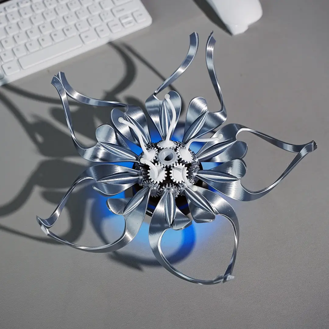 ⚙️ Steampunk Metal Flower Sculpture | Industrial Art with LED Glow 🌼