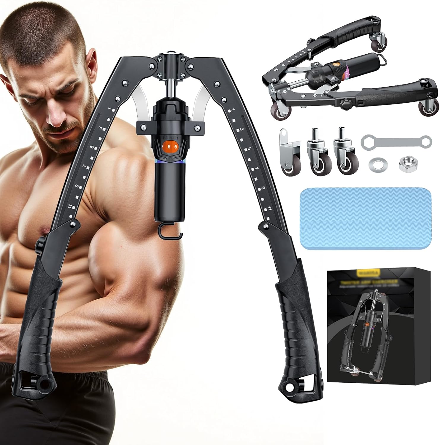 🔥 The 3-in-1 Home Gym Machine: Arm Blaster + Ab Roller + Resistance
