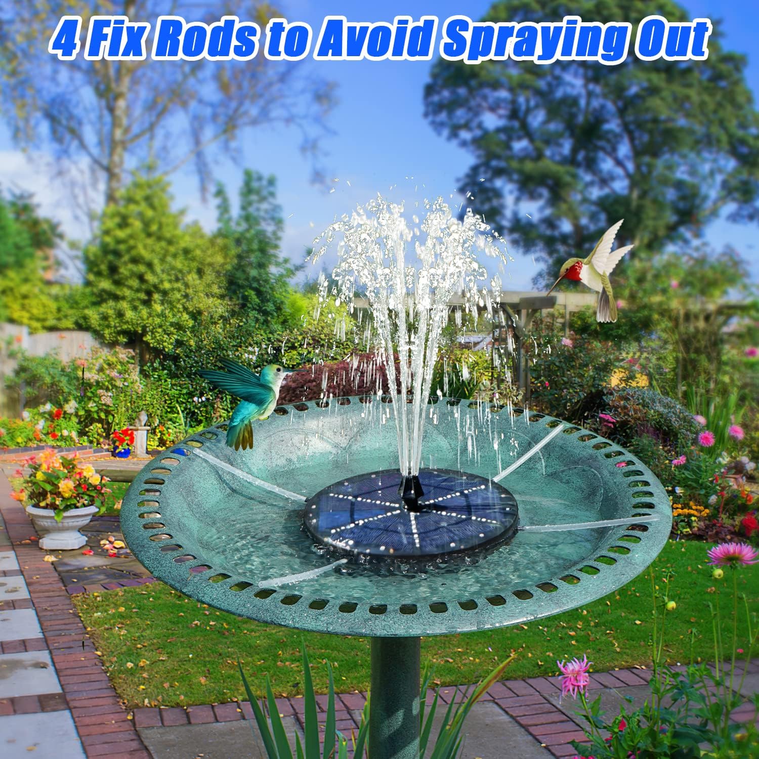 Solar Bird Bath Fountain ✨ Solar-Powered with LED Lights & 7 Nozzles