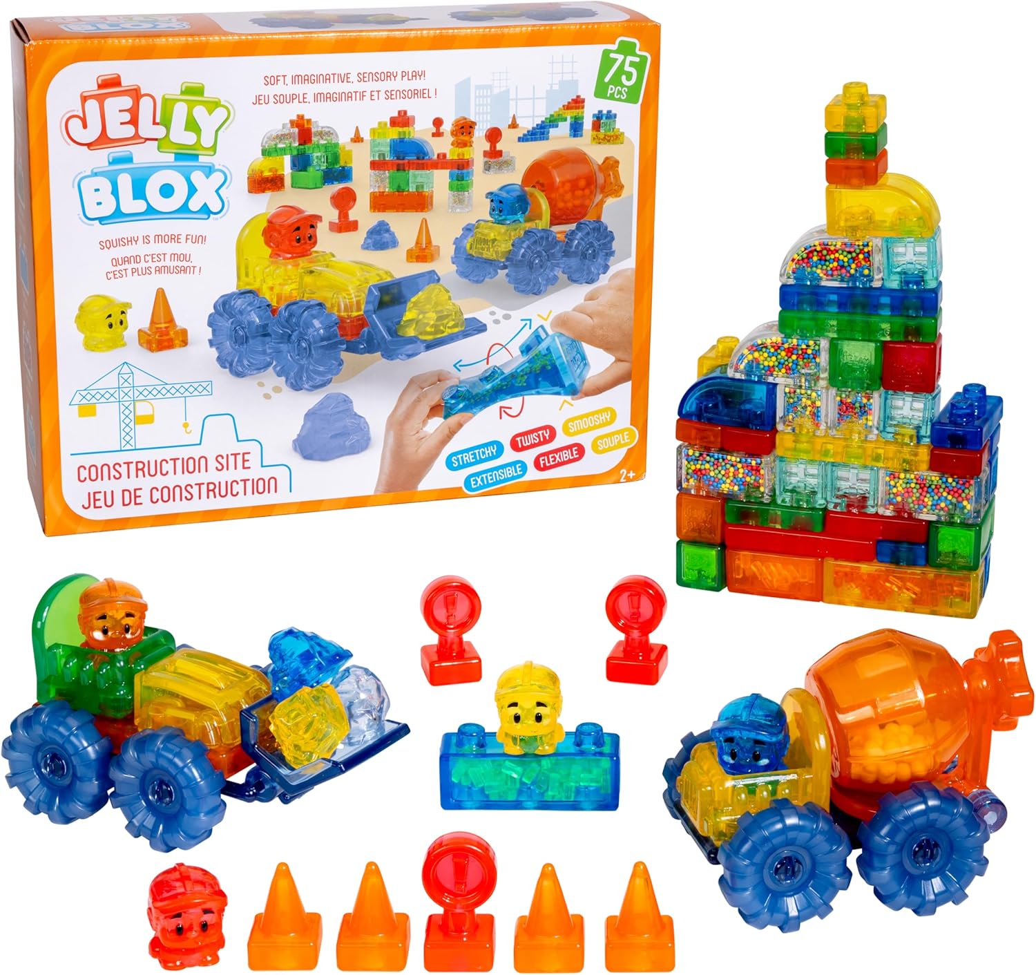 🧩 75-Piece Soft Sensory Building Blocks for Toddlers 2+ | Squishy & Safe Play Set ✨