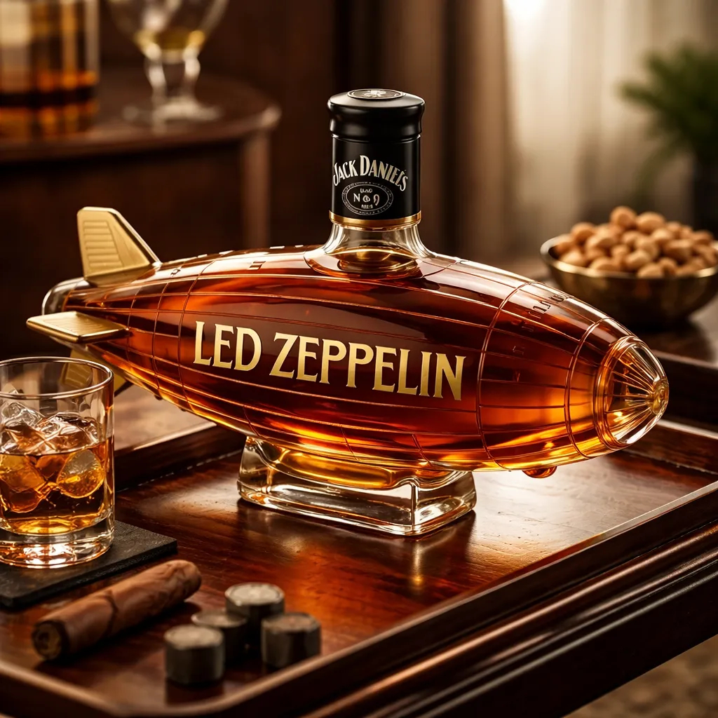 🎸 Led Zeppelin Airship-Shaped Whiskey Decanter | Rock & Roll Collectible Liquor Bottle