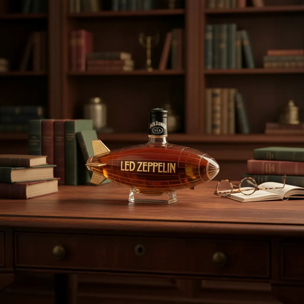 🎸 Led Zeppelin Airship-Shaped Whiskey Decanter | Rock & Roll Collectible Liquor Bottle