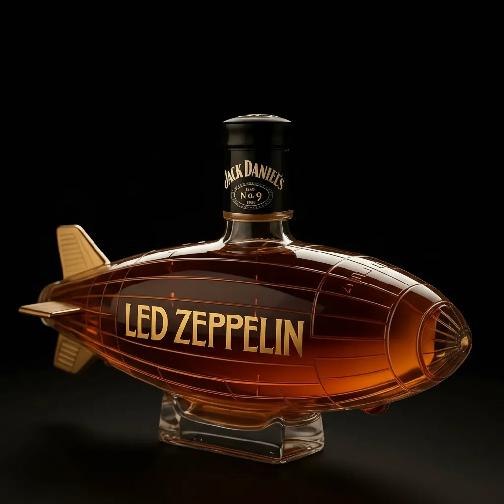 🎸 Led Zeppelin Airship-Shaped Whiskey Decanter | Rock & Roll Collectible Liquor Bottle