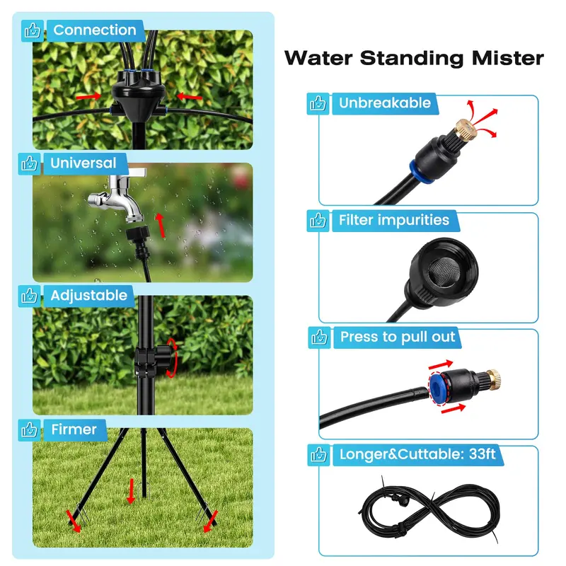 🌬️ Outdoor Standing Misting System | Cool Your Patio & Yard Fast