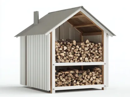 Abri à bûches en bois et métal 140x60x165 cm – blanc et gris – design contemporain pour extérieur-Loftgetbase