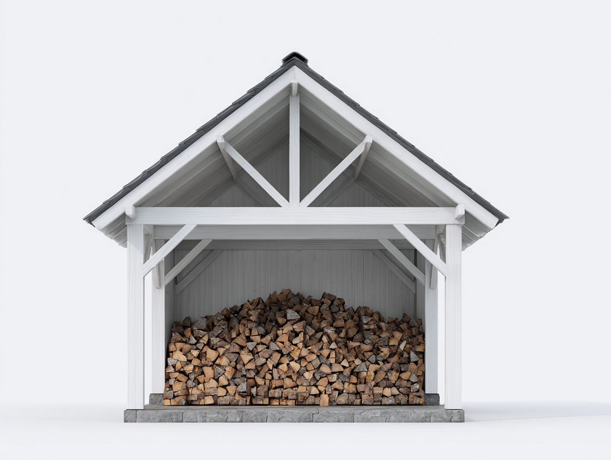 Abri à bûches en bois 200x70x185 cm – blanc – design rustique pour extérieur-Loftgetbase