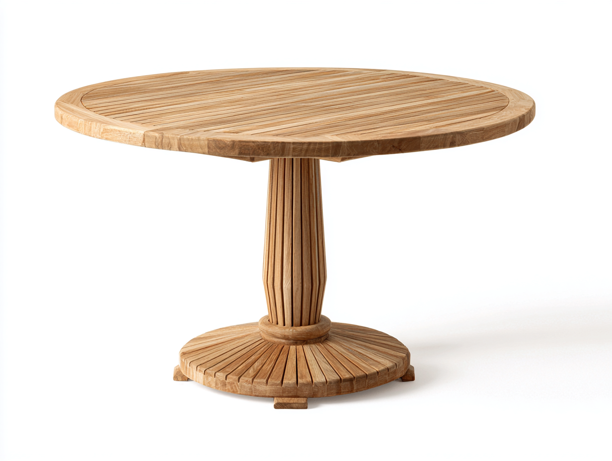 Table de jardin ronde en bois massif 130x130x75 cm – marron – design naturel pour extérieur-Loftgetbase