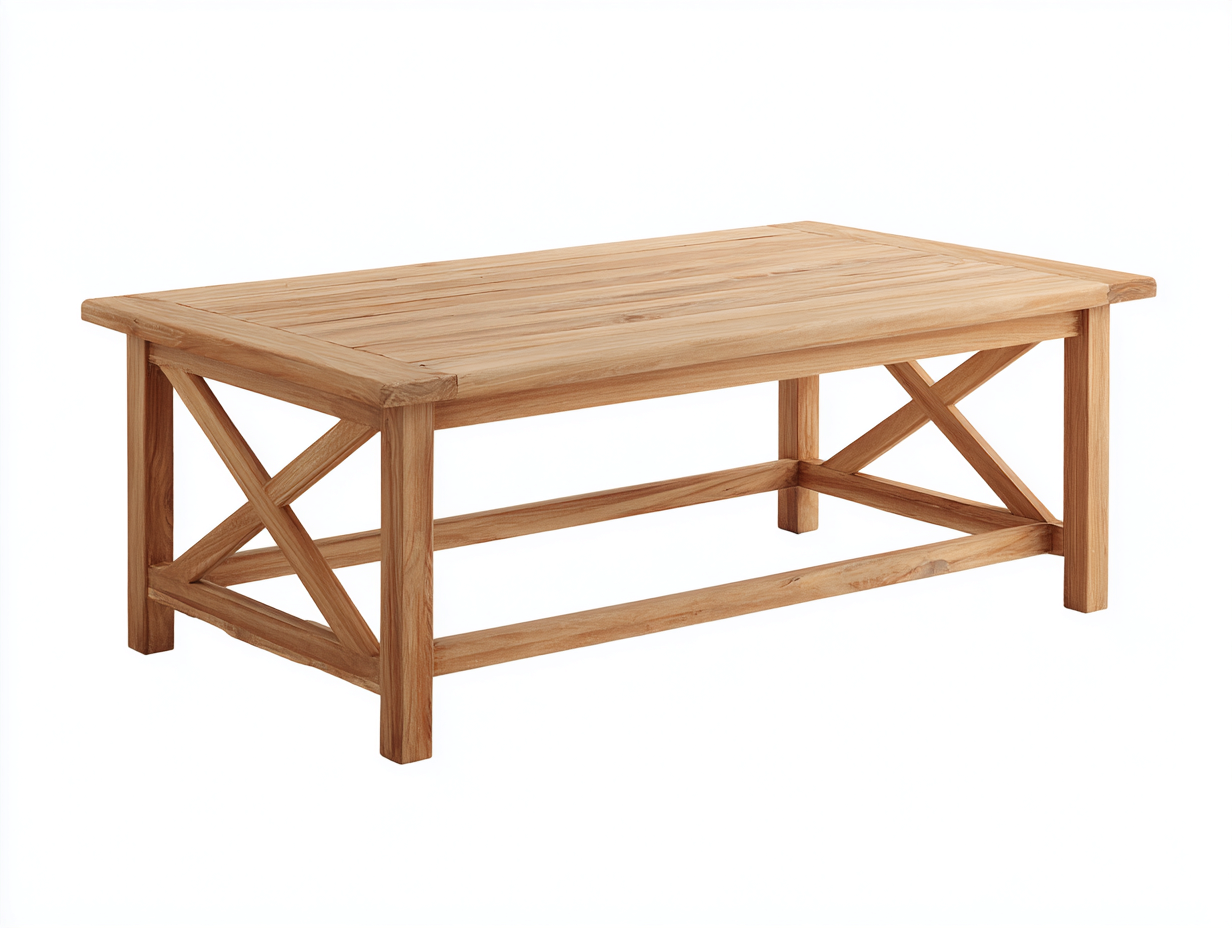 Table de jardin rectangulaire en bois massif 120x60x45 cm – teck naturel – adaptée à l’extérieur – design intemporel-Loftgetbase