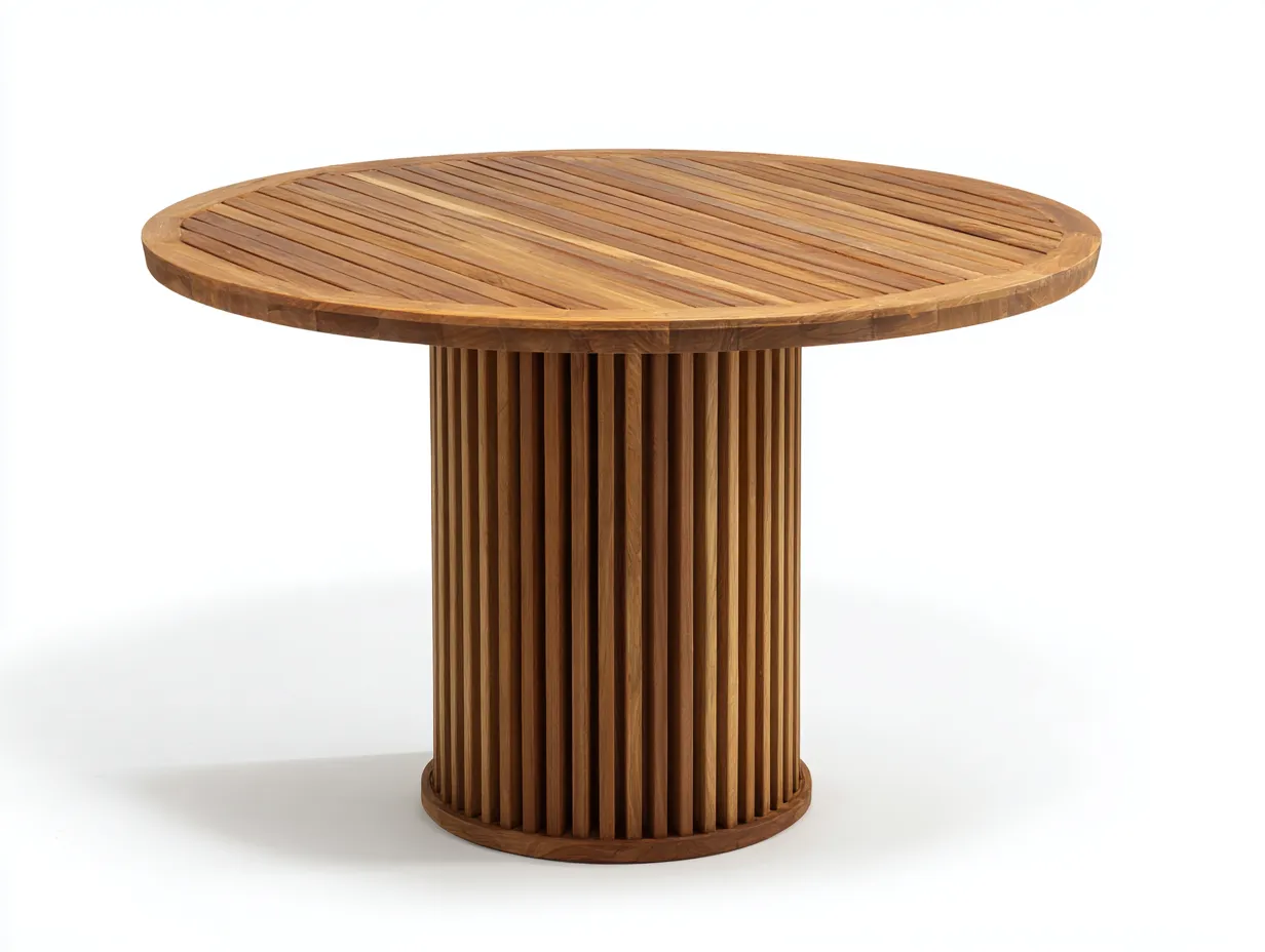 Table de jardin ronde en bois massif 170x170x75 cm – marron – design naturel pour extérieur-Loftgetbase