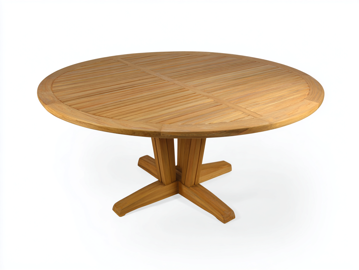 Table de jardin ronde en bois massif 120x120x75 cm – teinte naturelle – design classique pour extérieur-Loftgetbase